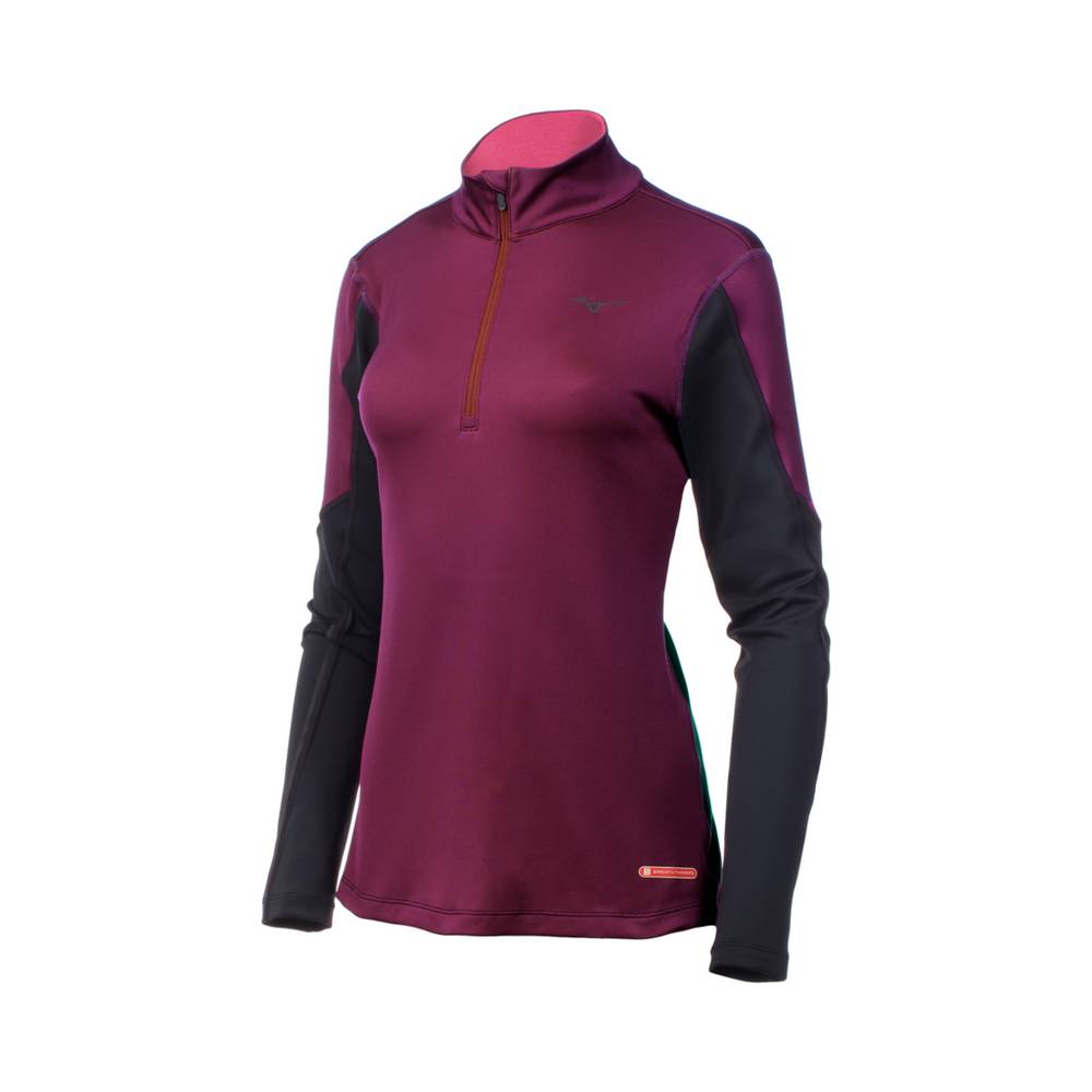 Mizuno Breath Thermo® Half Cipzáros Női Base Layer Lila/Fekete TIM098257